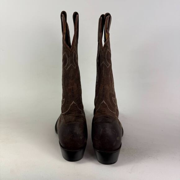 J.B. Dillon Western Boots Men's 8.5 Brown Leather Embroidered Mid-Calf Cowboy - Picture 7 of 10